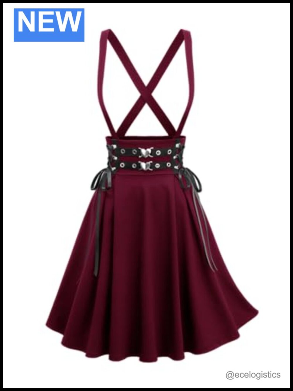 Gothic A-Line Mini Skirt with Lace-Up Grommet Detail